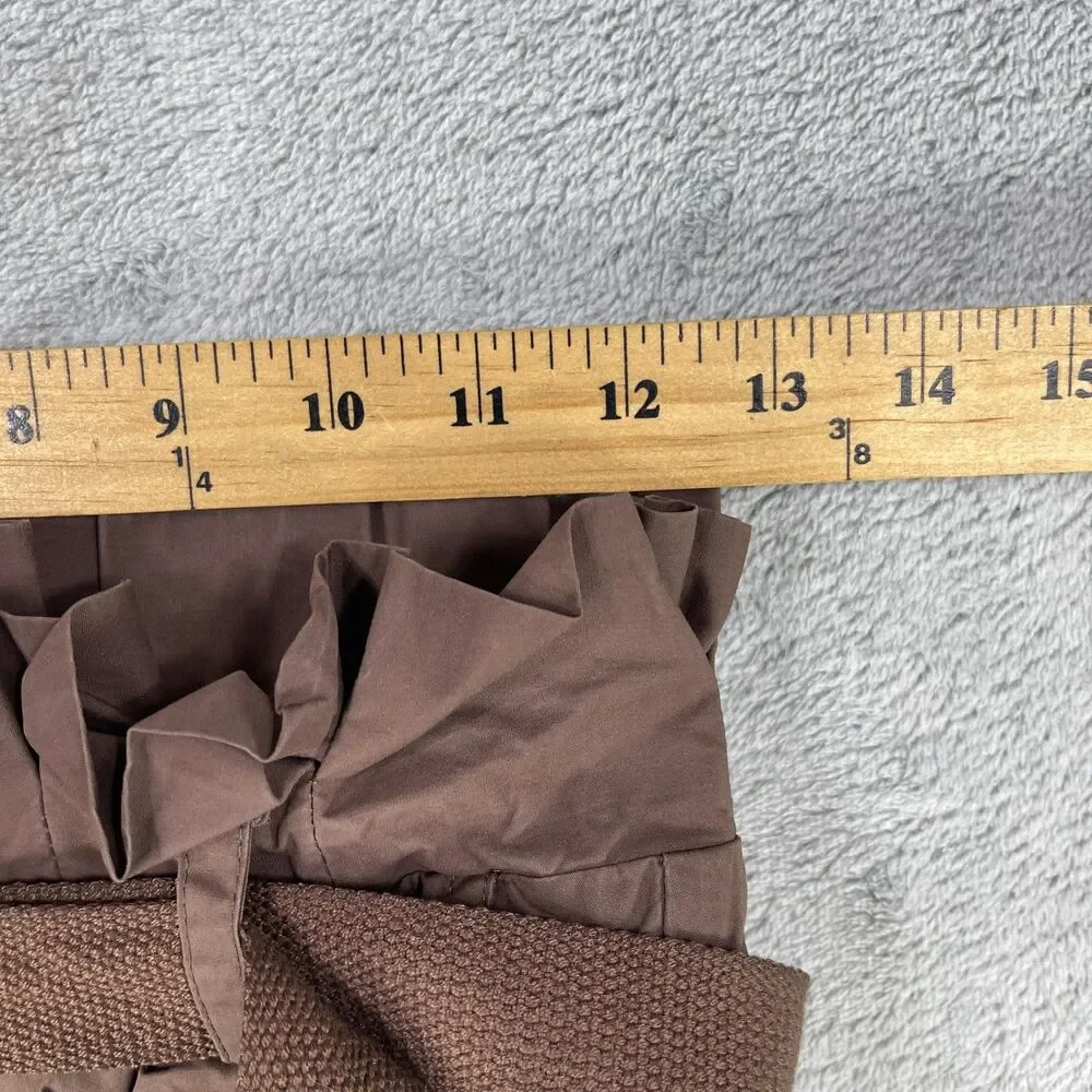 L'Academie Pants Womens Small Brown Cotton High Rise Wide Leg Slash Pockets